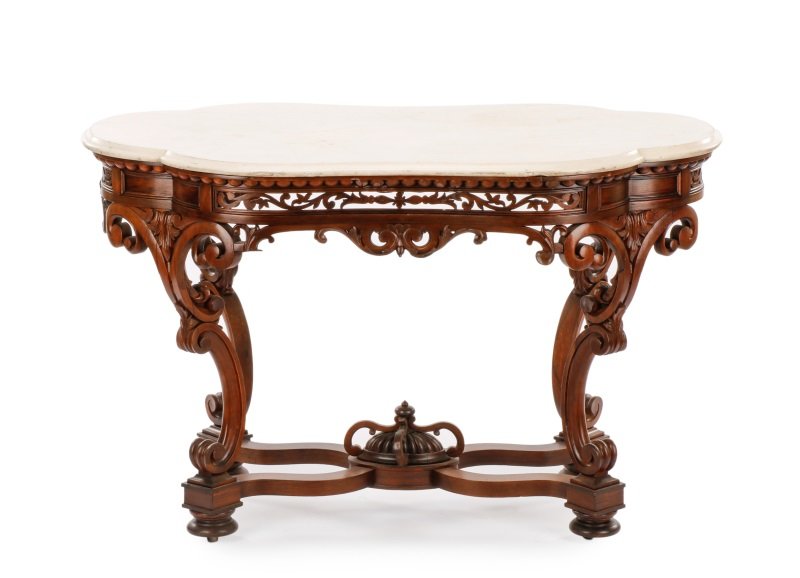 American Rococo Revival Marble Top Parlor Table (1 of 10)