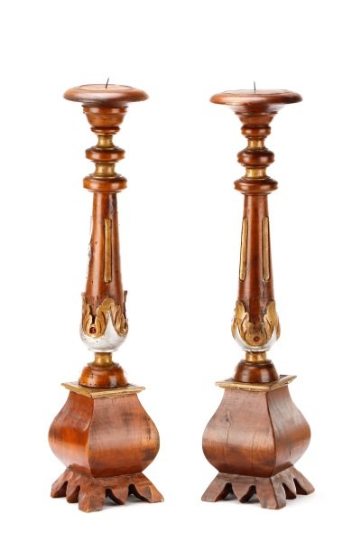 Pair of Italian Carved Wood Candle Prickets (1 of 9)