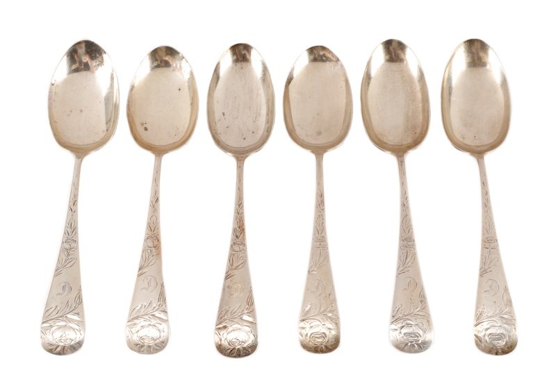 6 Gorham Sterling Tablespoons, 19th C. Jac Rose (1 of 6)
