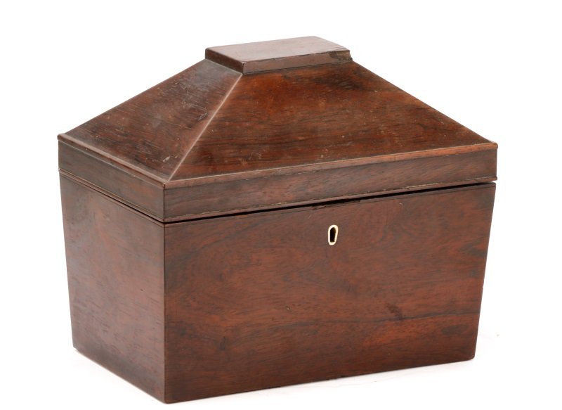 English Mahogany Sarcophagus Form Tea Caddy (1 of 8)