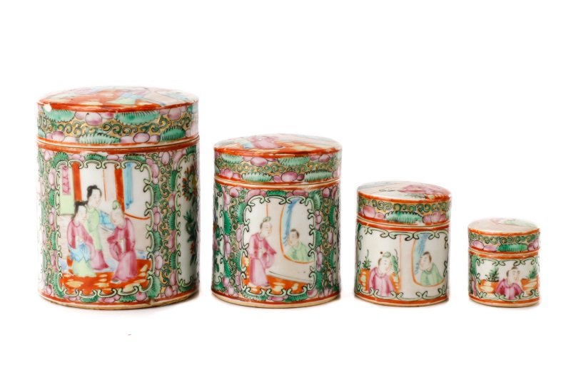 Set of 4 Rose Medallion Graduated Canisters (1 of 10)