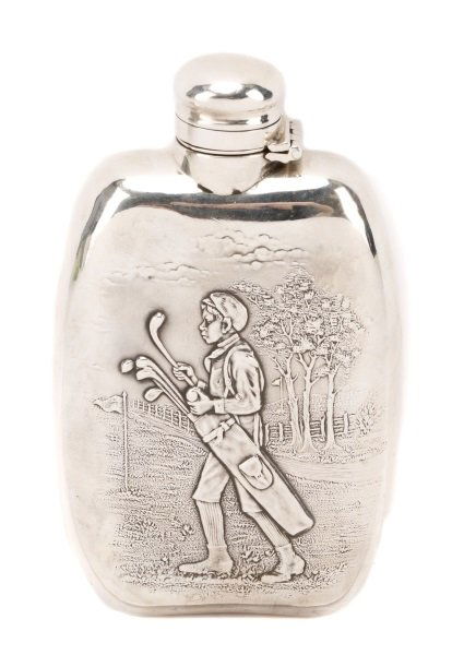 Unger Brothers Sterling Pocket Flask w/Golf Caddy (1 of 8)