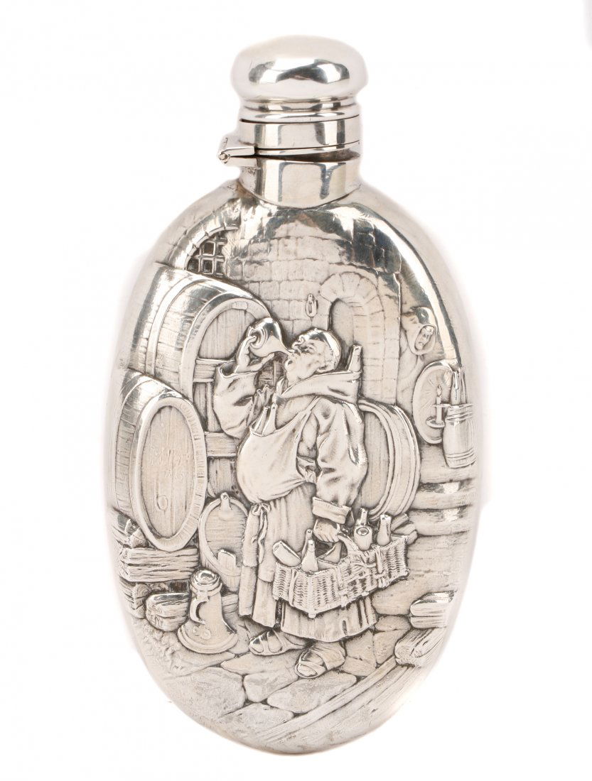R. Wallace & Sons Sterling Flask, Drunken Monks (1 of 9)