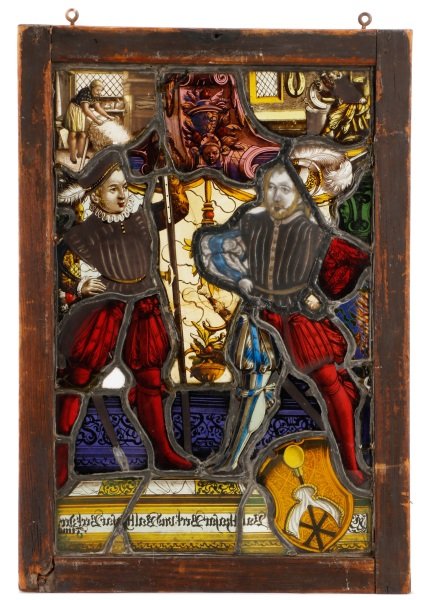 19th C. Swiss Heraldic Stained Glass Panel (1 of 10)