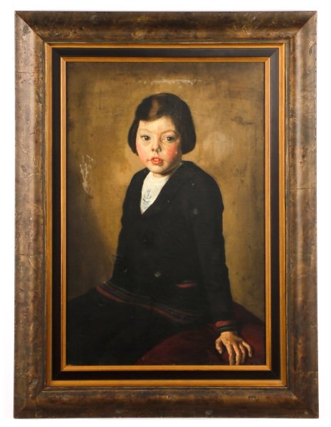 Early 20th C. Portrait Of Little Sailor Girl, Oil (1 of 6)