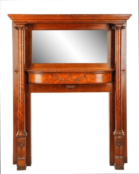 Victorian Tiger Oak Fireplace Surround Mantel (1 of 6)