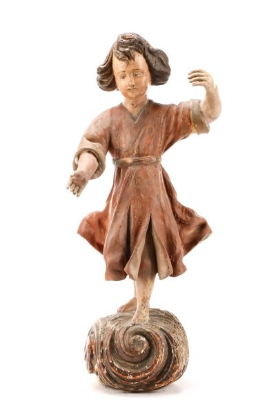 18th C. Carved Wood Sculpture of a Dancing Girl (1 of 8)