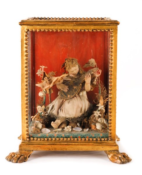 19th C. Italian Diorama, Girl in Garden with Lute (1 of 7)