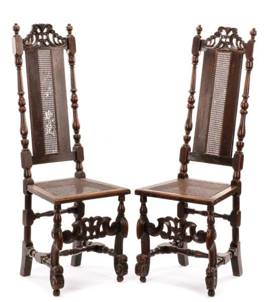 Pair of William & Mary Period Side Chairs, 17th C. (1 of 10)