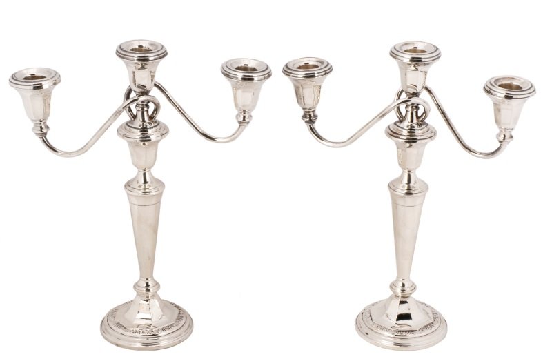 Pair of Sterling Weighted Candelabra, F. Whiting (1 of 6)