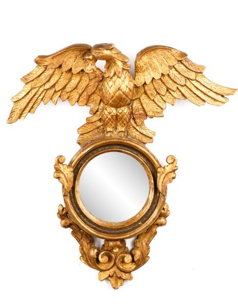 Federal Style Giltwood Bulls Eye Mirror with Eagle (1 of 8)