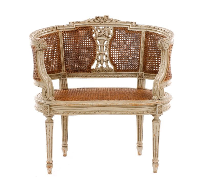 Louis XVI Gray Caned Bergere Chair, 19th C (1 of 9)
