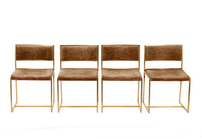 4 MCM Gilt Metal Side Chairs, Milo Baughman Style (1 of 6)