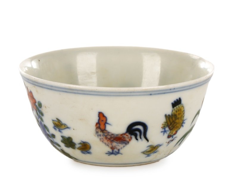 Chinese Wucai Enamel Cockerel Tea Cup (1 of 5)