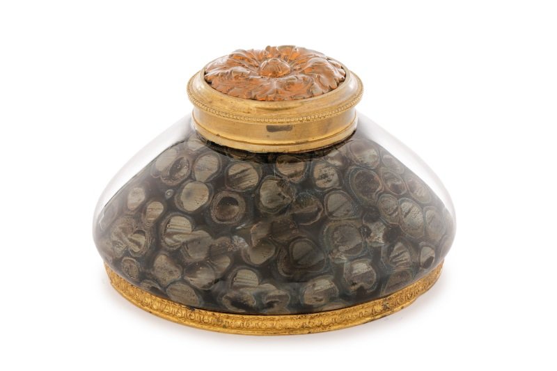 Interesting Continental Art Glass Circular Inkwell (1 of 5)