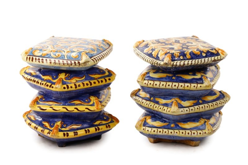 2 Majolica Stacked Cushion Garden Seats (1 of 8)