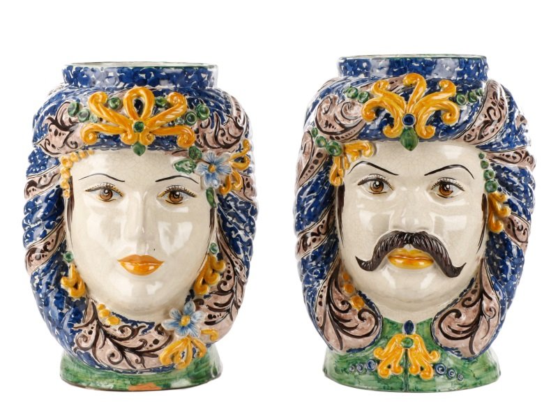 Italian His & Hers Glazed Terracotta Jardinieres (1 of 10)
