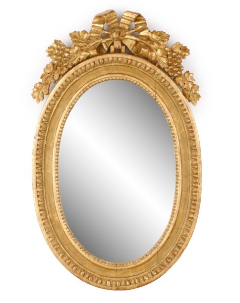 Diminutive Oval Carved Giltwood Mirror, 19th C (1 of 9)