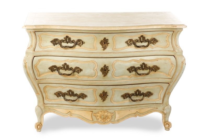 Louis XV Style Polychrome 3-Drawer Bombe Commode (1 of 7)