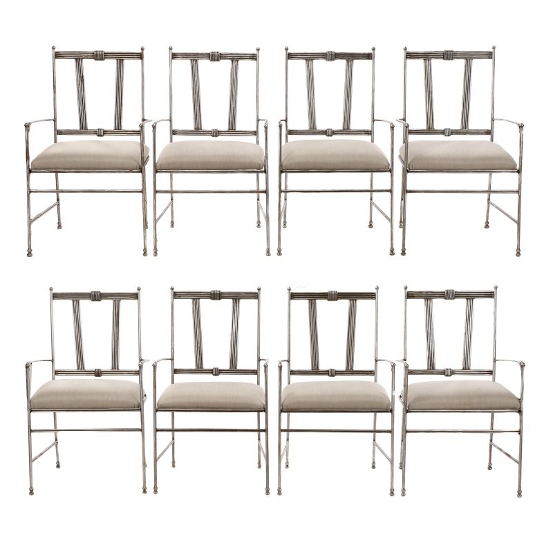 Set of 8 Italian Modern Steel Framed Armchairs (1 of 10)