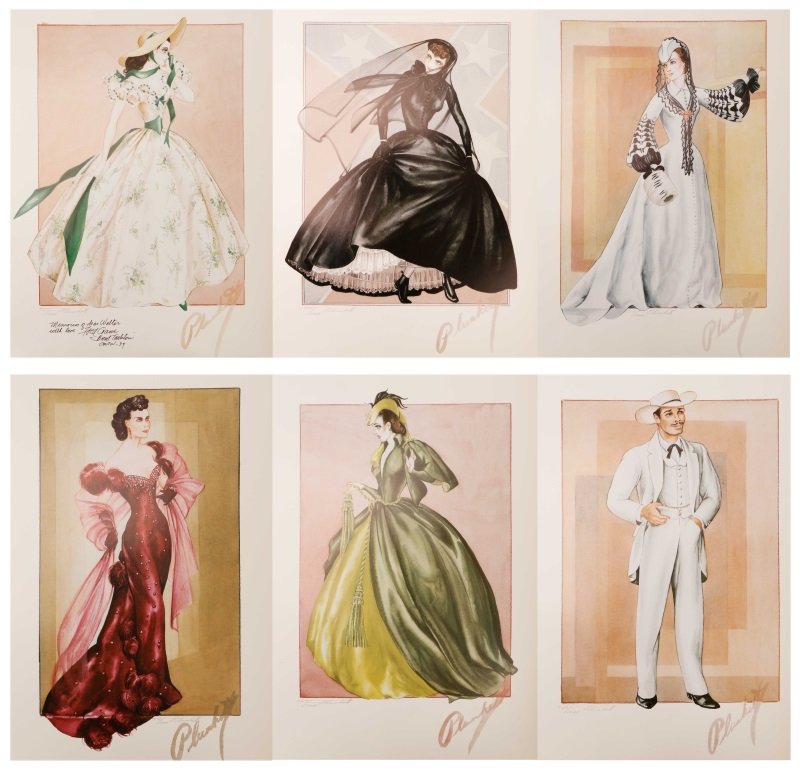 Walter Plunkett Signed Lithos, GWTW Costume Design May 01, 2016