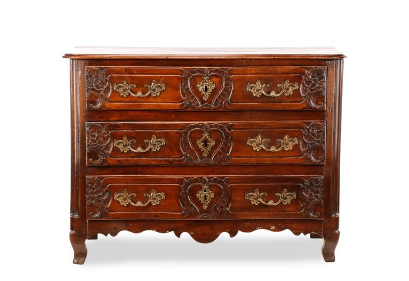 Provincial Louis XV Walnut 3 Drawer Commode, 18th (1 of 8)