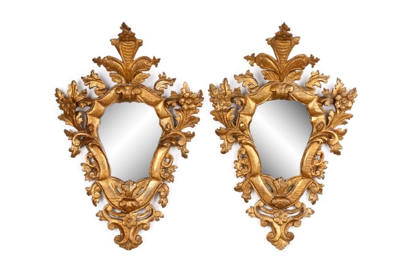 Pair of Italian Carved & Giltwood Wall Mirrors (1 of 8)