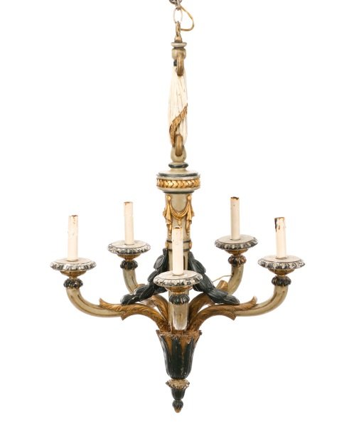 Italian Carved & Polychrome Five Light Chandelier (1 of 8)