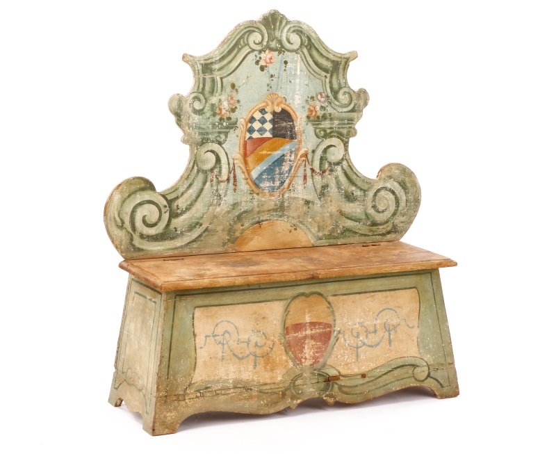 Italian Polychrome Decorated Cassapanca, 20th C. (1 of 10)