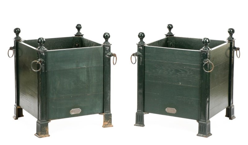 Pair of Versailles Iron & Wood Planter Boxes (1 of 10)