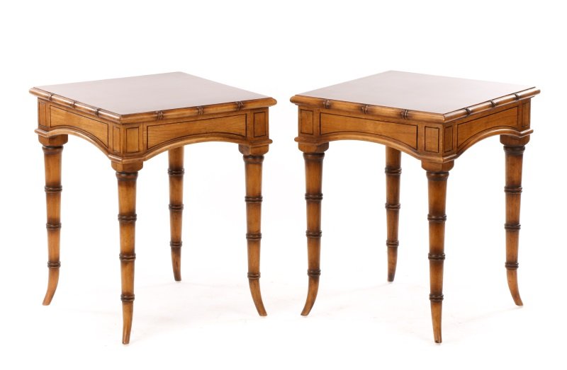 Pair of Lee Jofa Leather Inset Side Tables (1 of 10)