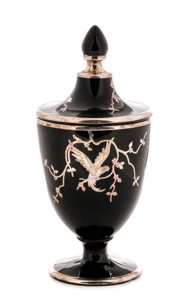 Rockwell Silver, Silver Overlay Lidded Glass Urn (1 of 9)
