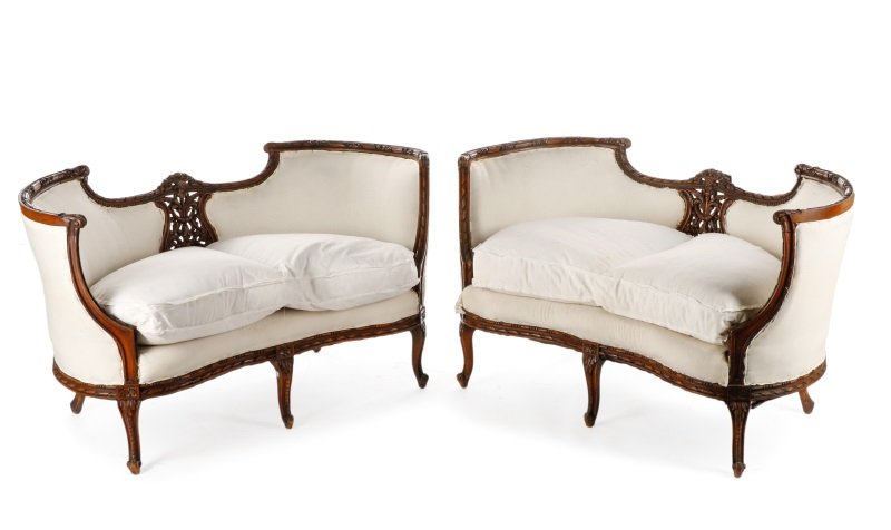 Matched Pair of Transitional Style Settees (1 of 5)