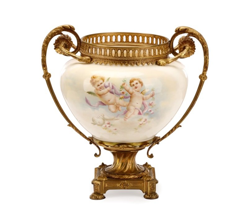 French Gilt Bronze Mounted Porcelain Cache Pot (1 of 9)