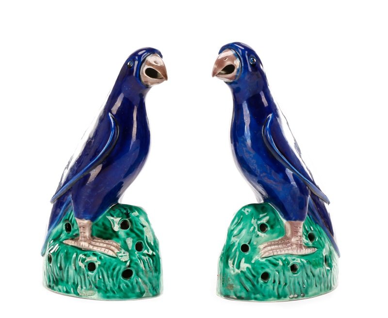 Pair of Chinese Export Glazed Ceramic Birds (1 of 9)