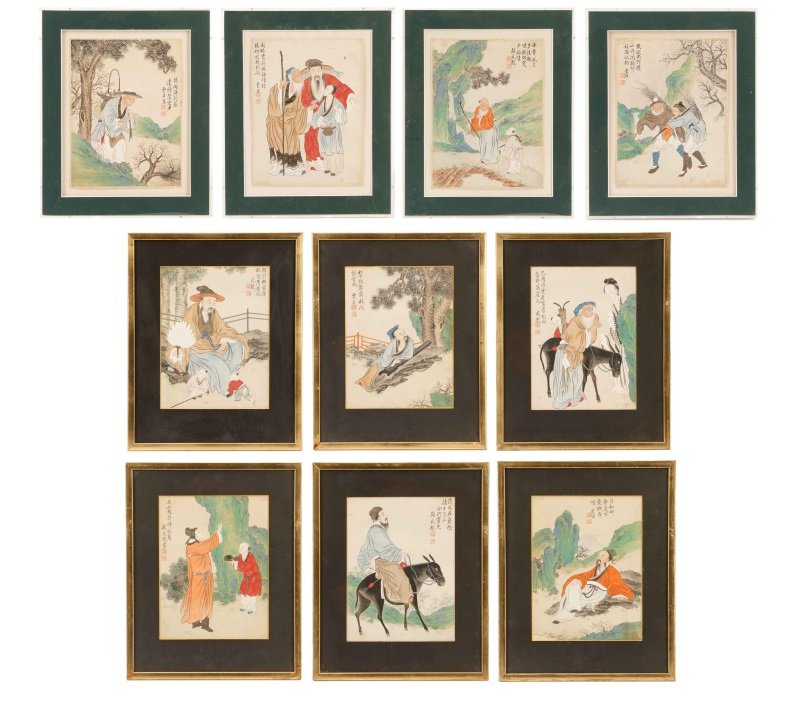 Ten 19th C. Chinese Woodblocks with Watercolor (1 of 10)