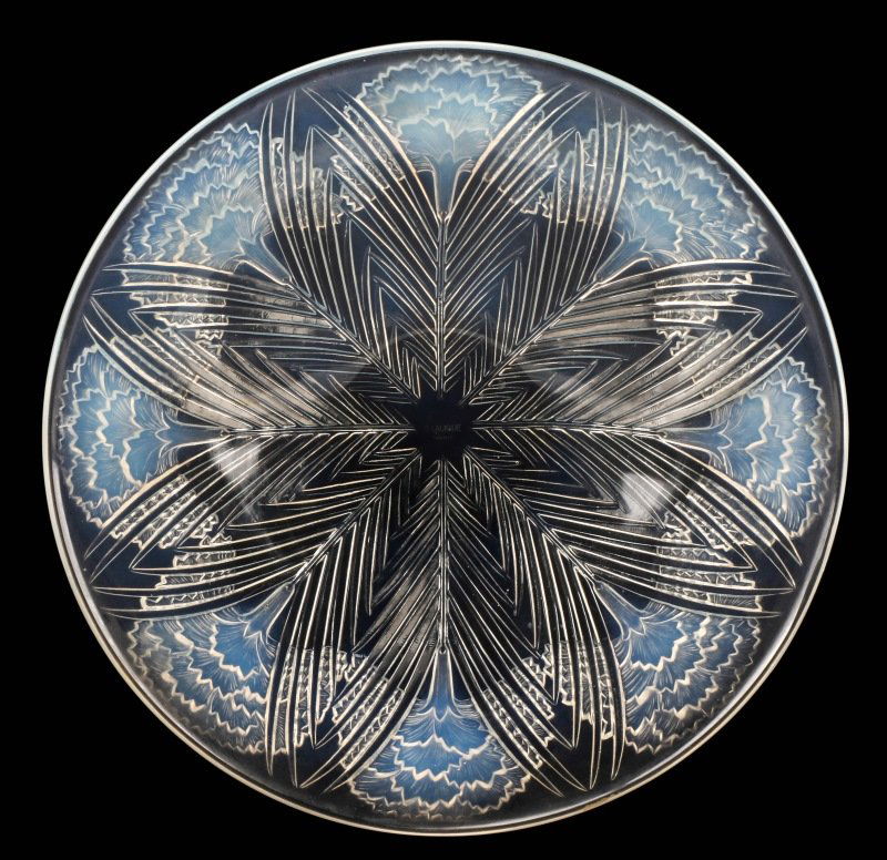 René Lalique Oeillets Opalescent Coupe, Marked (1 of 8)