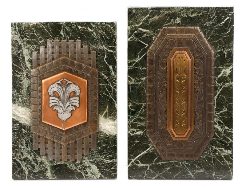 Group of 2 Art Deco Mixed Metal on Marble Plaques (1 of 9)