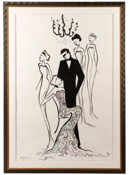 Large Contemporary Watercolor, Gathered for a Gala (1 of 10)