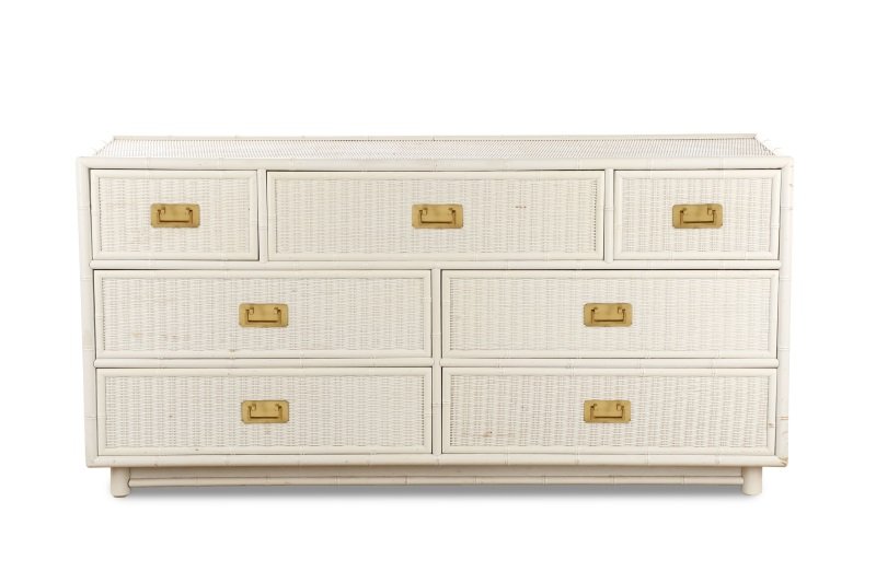 Modern White Painted Rattan Chest of Drawers (1 of 10)