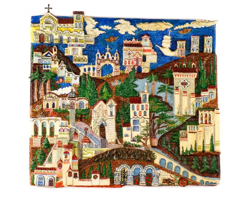 3 Dimensional Vibrant Papier Mache Cityscape (1 of 8)