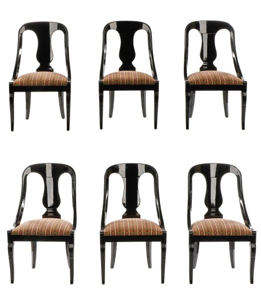 Set of 6 Black Lacquered Gondola Dining Chairs (1 of 5)