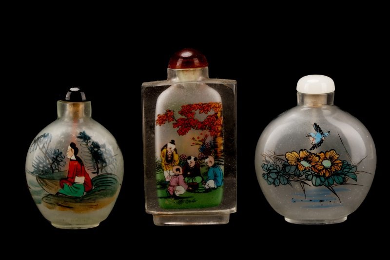 Three Reverse Painted Glass Snuff Bottles (1 of 7)