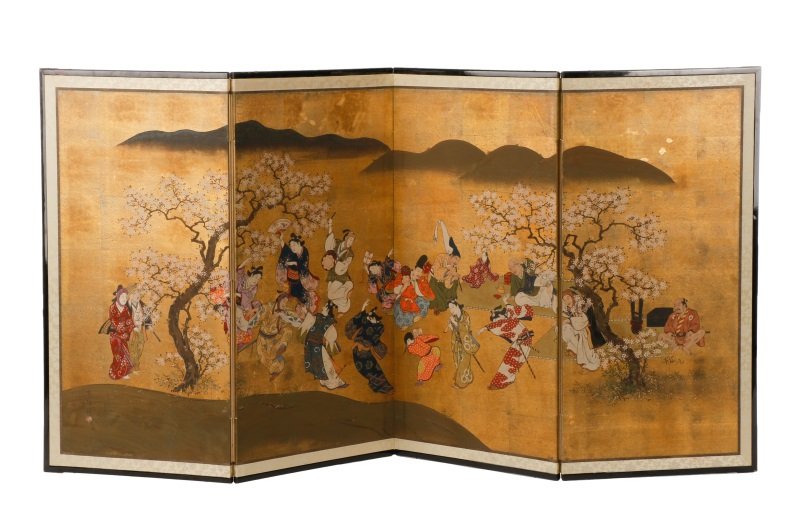 Hand Painted Japanese Table Screen, Cherry Blossom (1 of 8)