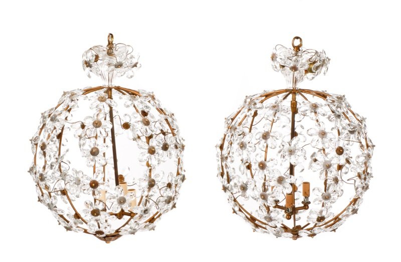Pair of Bagues Style Crystal Ball Chandeliers (1 of 5)
