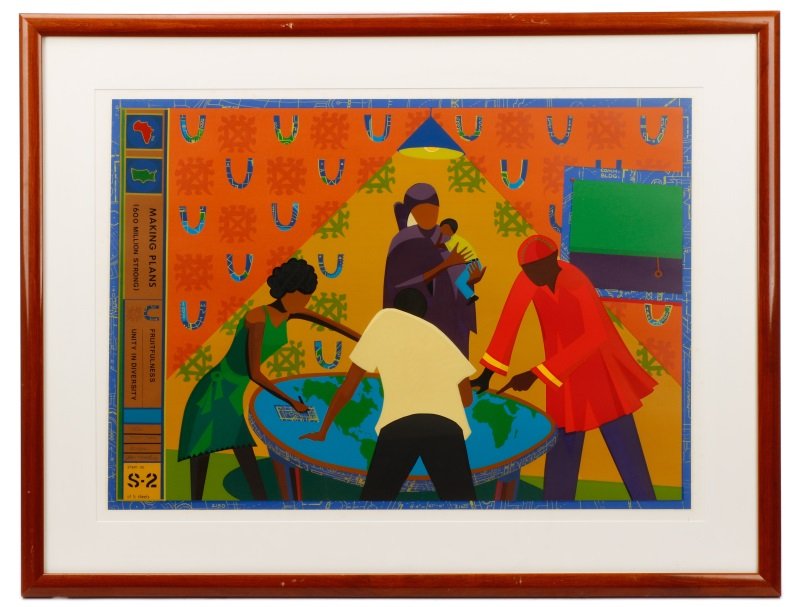 John T. Riddle, "Making Plans", Serigraph, 1982 (1 of 9)