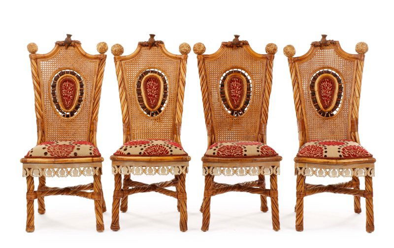 Set of 4 Mackenzie-Childs Wicker Side Chairs (1 of 10)