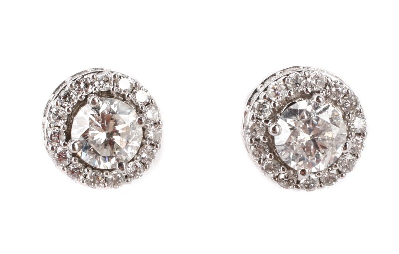 Pair of 14k White Gold & Diamond Earrings (1 of 4)