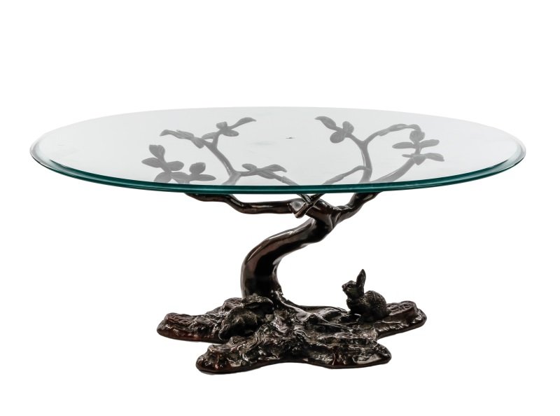 Bronze & Glass Sculptural Coffee Table, Rabbit (1 of 6)