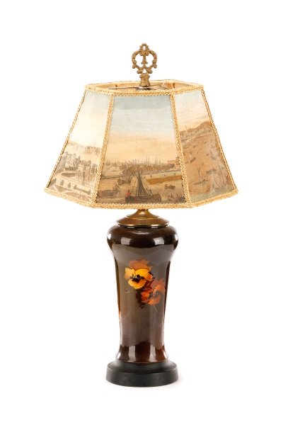 Rookwood Style Pansy Table Lamp with Scenic Shade (1 of 8)